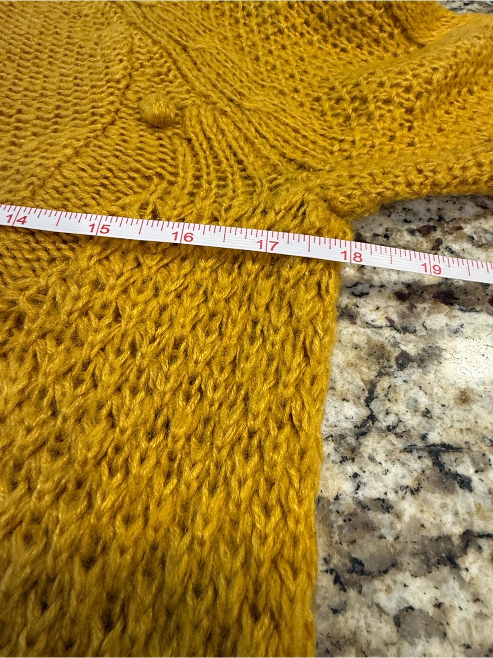 Pins and Needles mustard yellow cable knit pom pom sweater SM - Picture 9 of 13